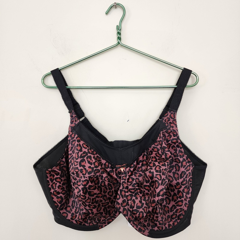 ⭐️ Goddess Kayla Banded Underwire Bra US 48H Dark Leopard Red Black NEW